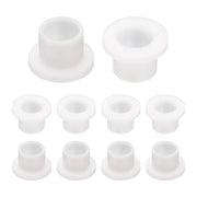 10 boccole a flangia in nylon, diametro interno 8,2 mm x diametro esterno 10,2 mm, lunghezza 9,5 mm, colore bianco