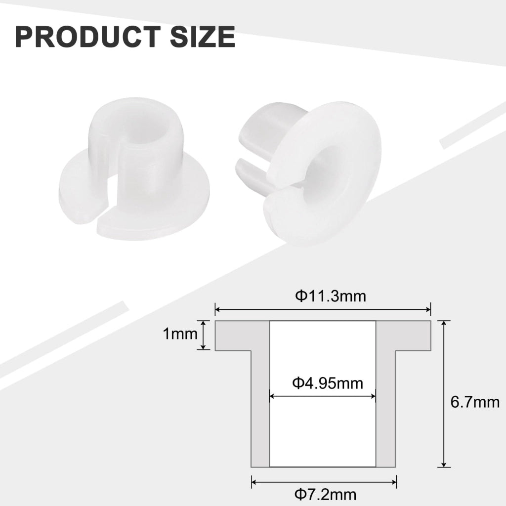 12 boccole a flangia in nylon, diametro interno 4,95 mm, diametro esterno 7,2 mm, lunghezza 6,7 mm