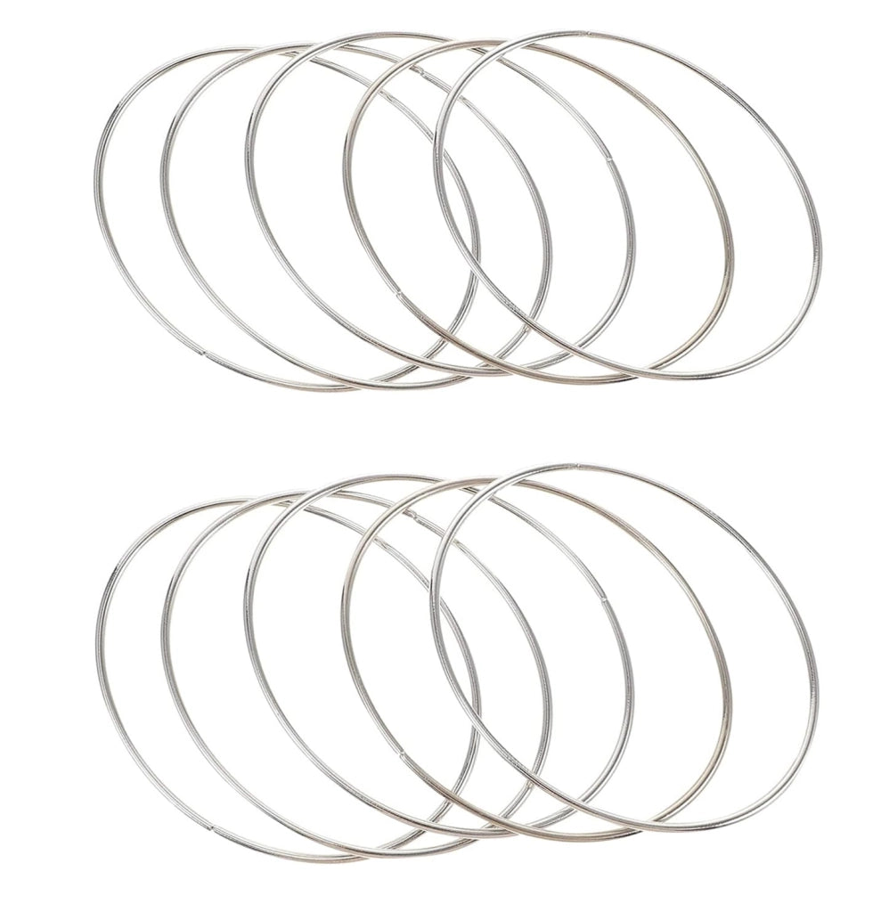 Anelli metallici per portafortuna, 10 pezzi, 10 cm, color argento
