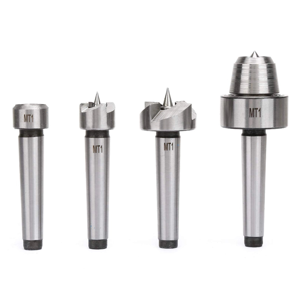 Accessori per tornio in legno, set da 4 pezzi: supporto conico MT1, punteruolo centrale
