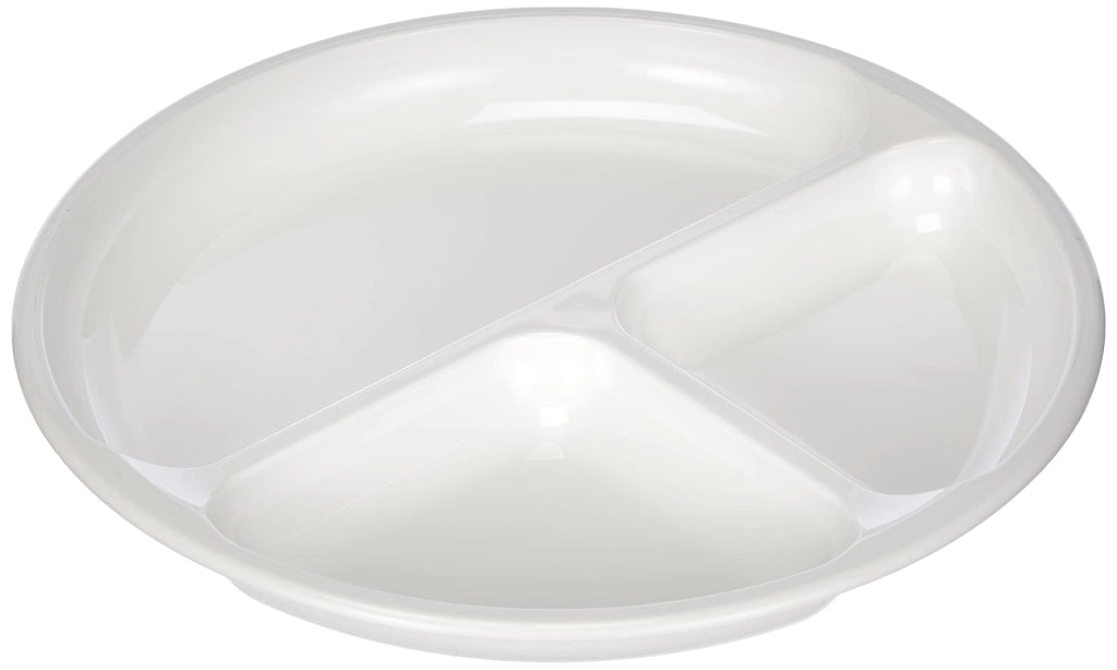 Piatto per microonde con 3 scomparti, diametro 25 cm, in plastica, colore bianco