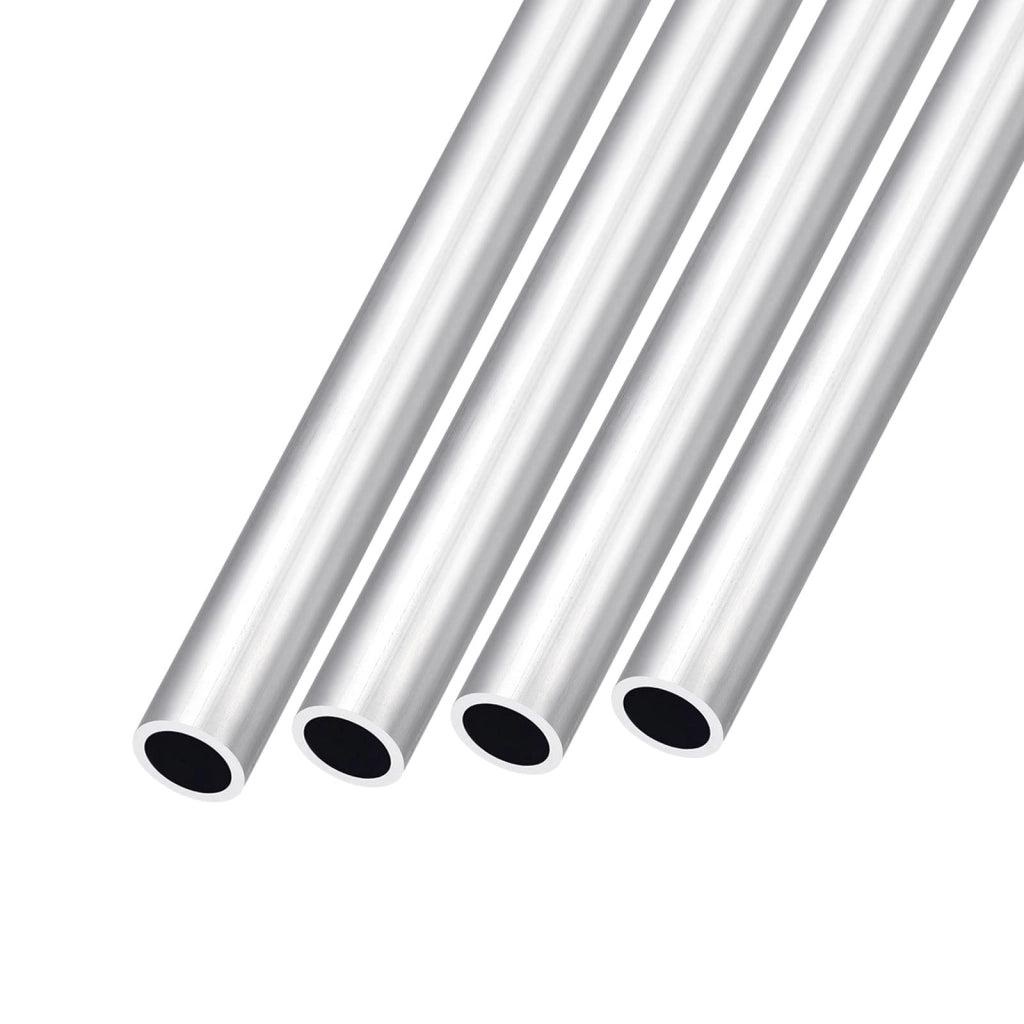 Tubo in alluminio 6063, dimensioni 12x9x300 mm, confezione da 4 pezzi, forma circolare, colore argento