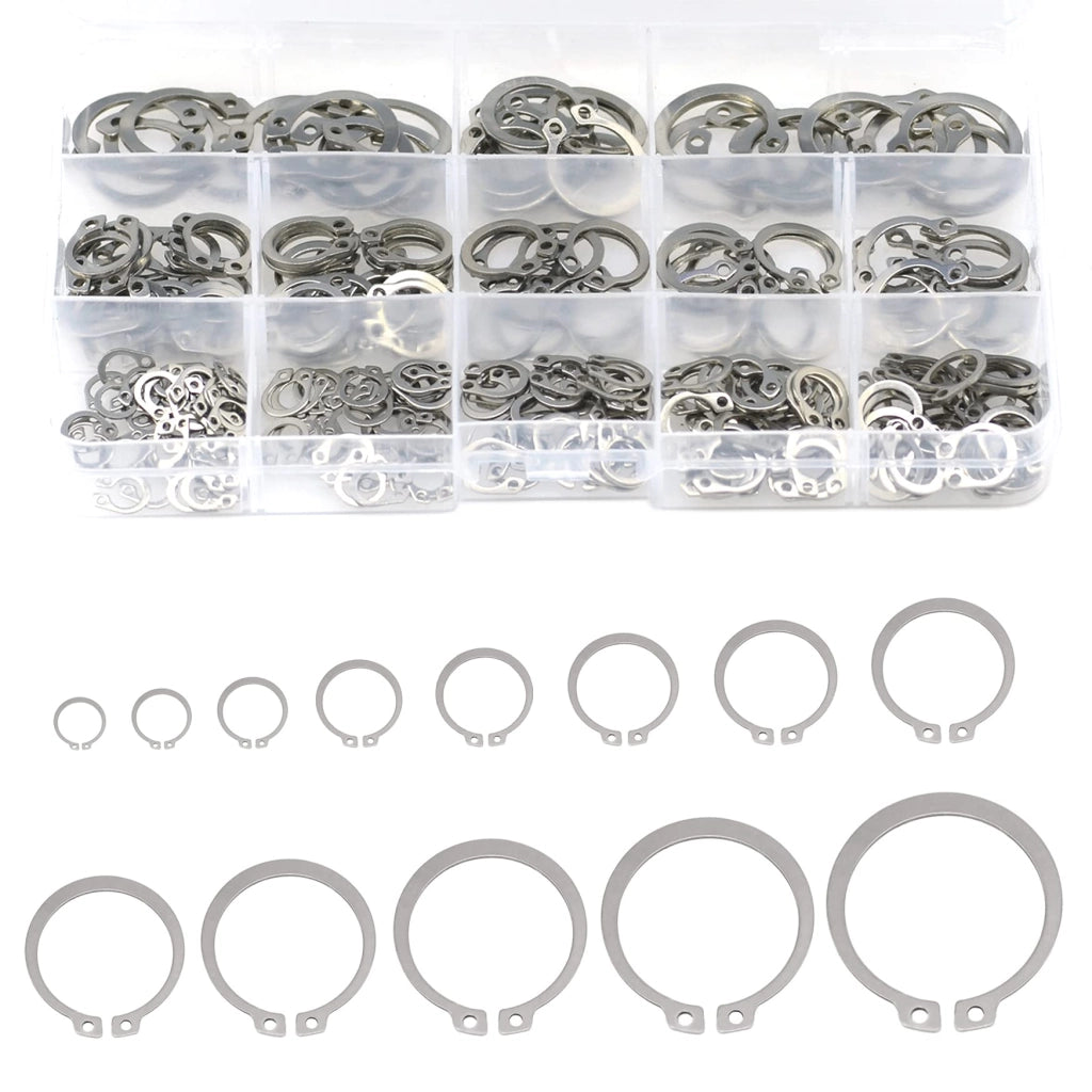 250 anelli di sicurezza esterni, acciaio inossidabile 304, clip a forma di "C", dimensioni M6–M20