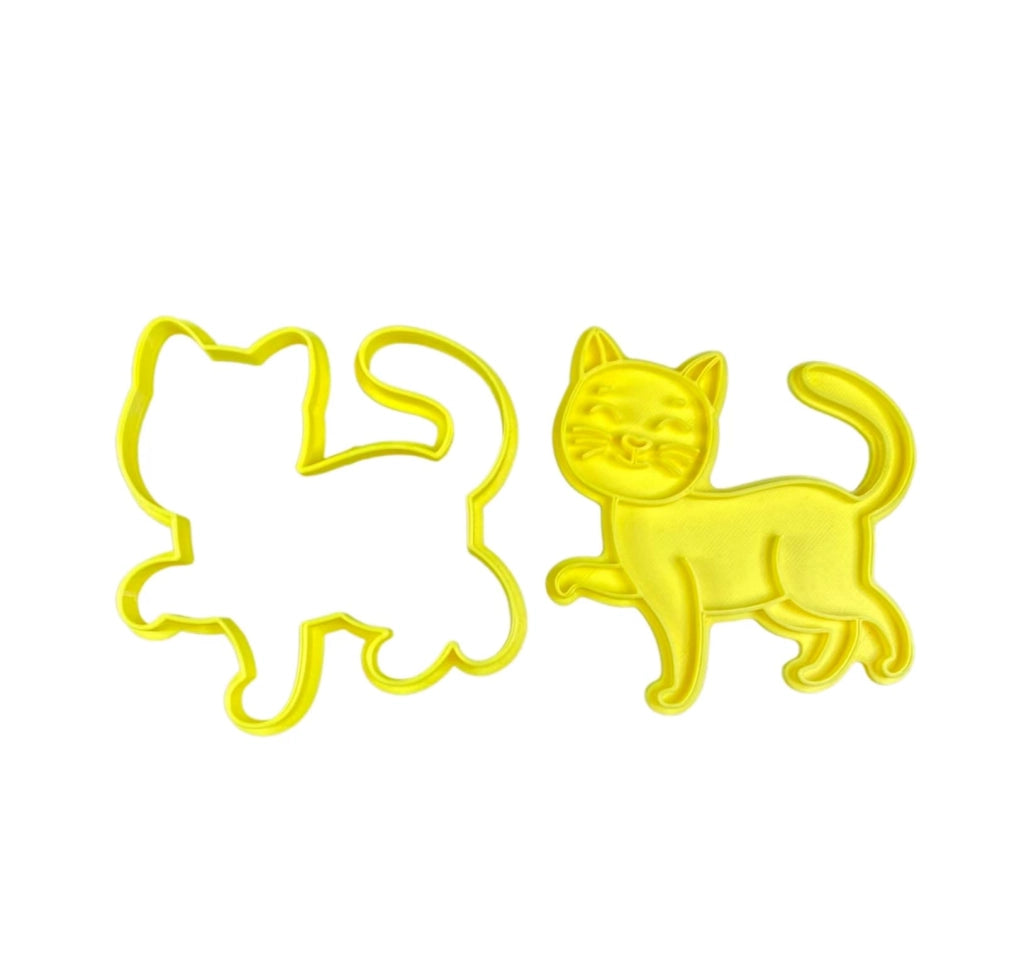 Stampo per biscotti a forma di gatto, diametro 9 cm, con timbro decorativo, in PLA, confezione singola