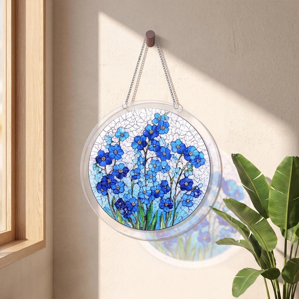 Puzzle in acrilico, decorazione per finestre, fai da te, 22,6 x 22,6 cm, blu, elemento decorativo per finestre