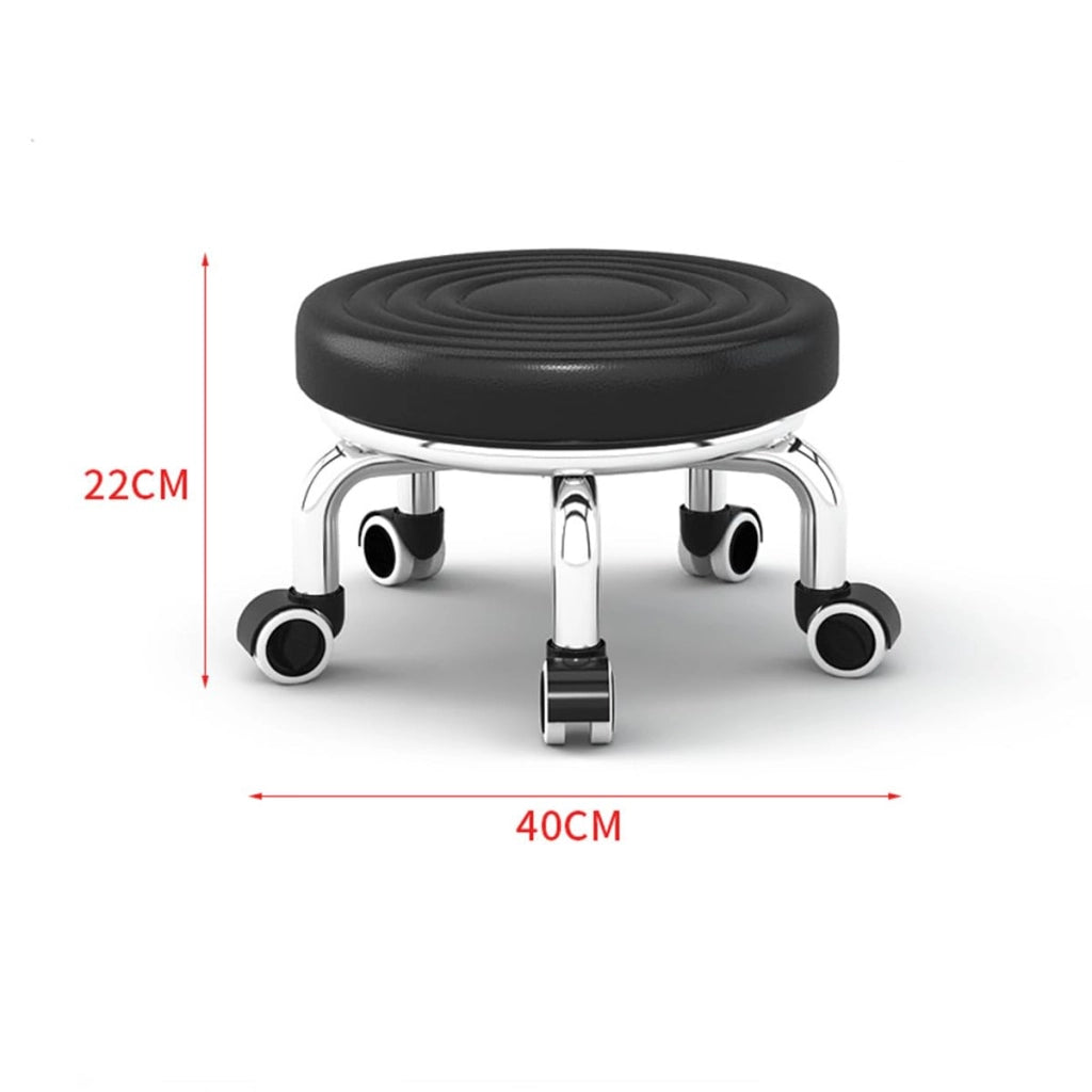 Carrucola rotonda girevole a 360° con ruote universali, sgabello a pedale per casa, garage, officina
