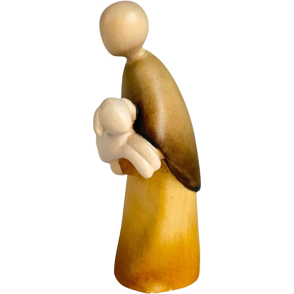 Pastore con pecore, legno di acero, dipinto a mano, 12 cm, statuina per presepe