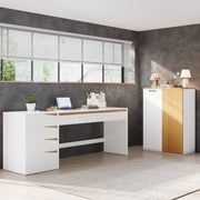 Set da ufficio con scrivania e armadio portadocumenti bianco e rovere