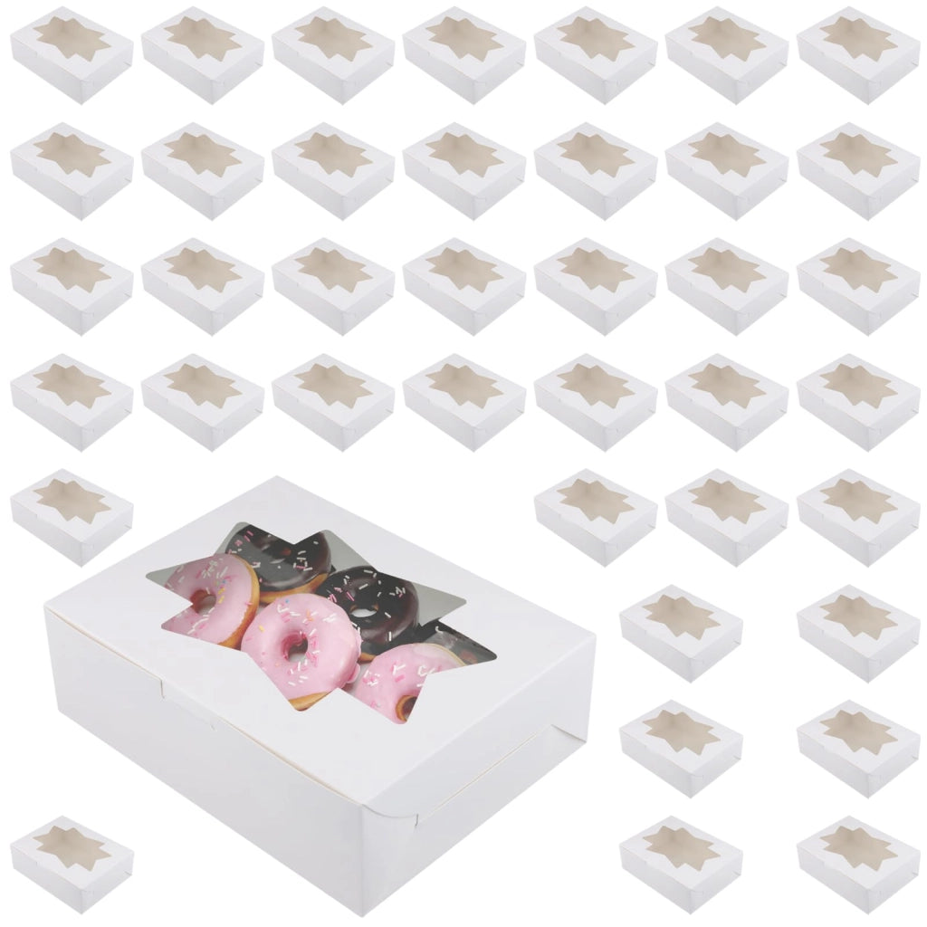 40 scatole per biscotti bianche con finestra trasparente, dimensioni 20,5x15,5x6,5 cm