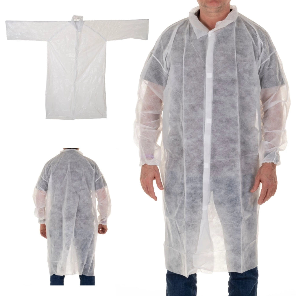 Tute monouso, confezione da 10, dimensioni 114x146 cm, impermeabili, in LDPE
