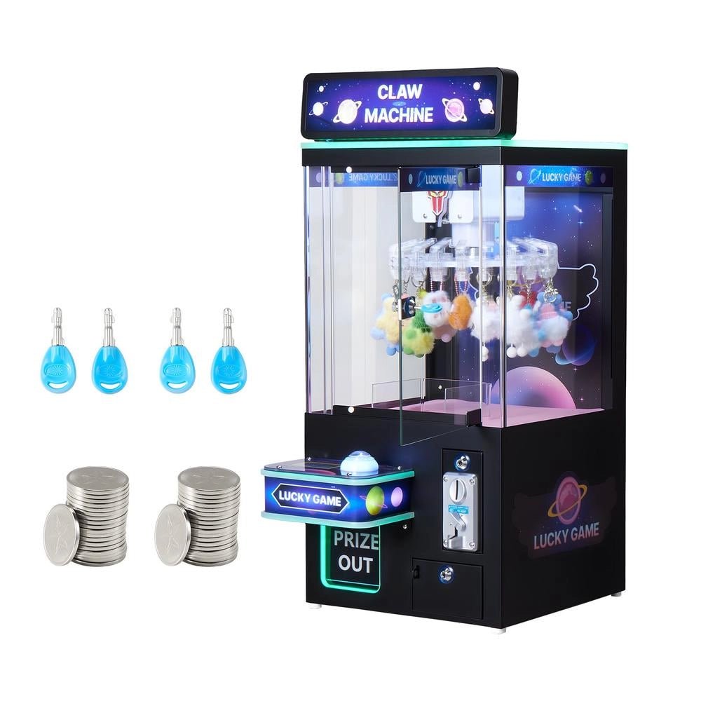 Macchina ad Artiglio S-02 Distributore Premi Giocattolo con Luci e Suoni, Difficolta Regolabile, Nero e Viola, 60W, 405x545x900 mm