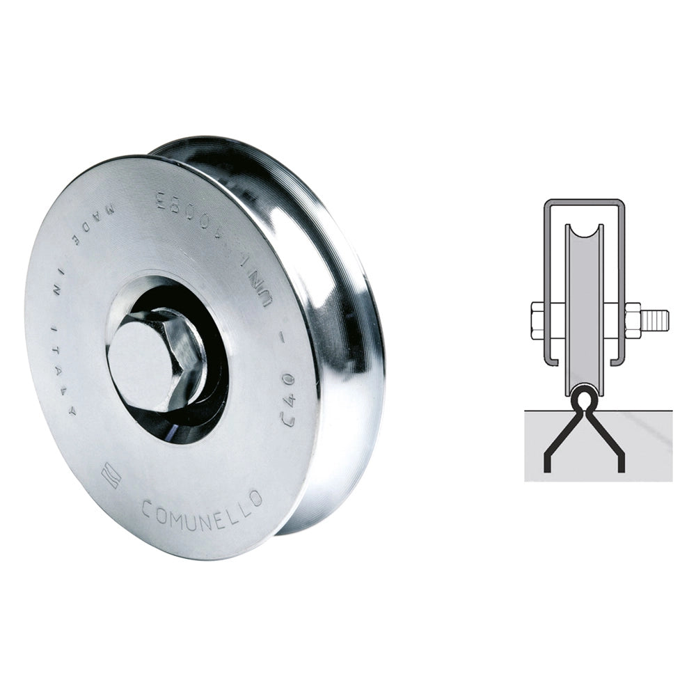 RUOTA PER CANCELLI GOLA A 'U'    ø 80 1 cuscinetto 310 (80S) h.gola 9,5 mm