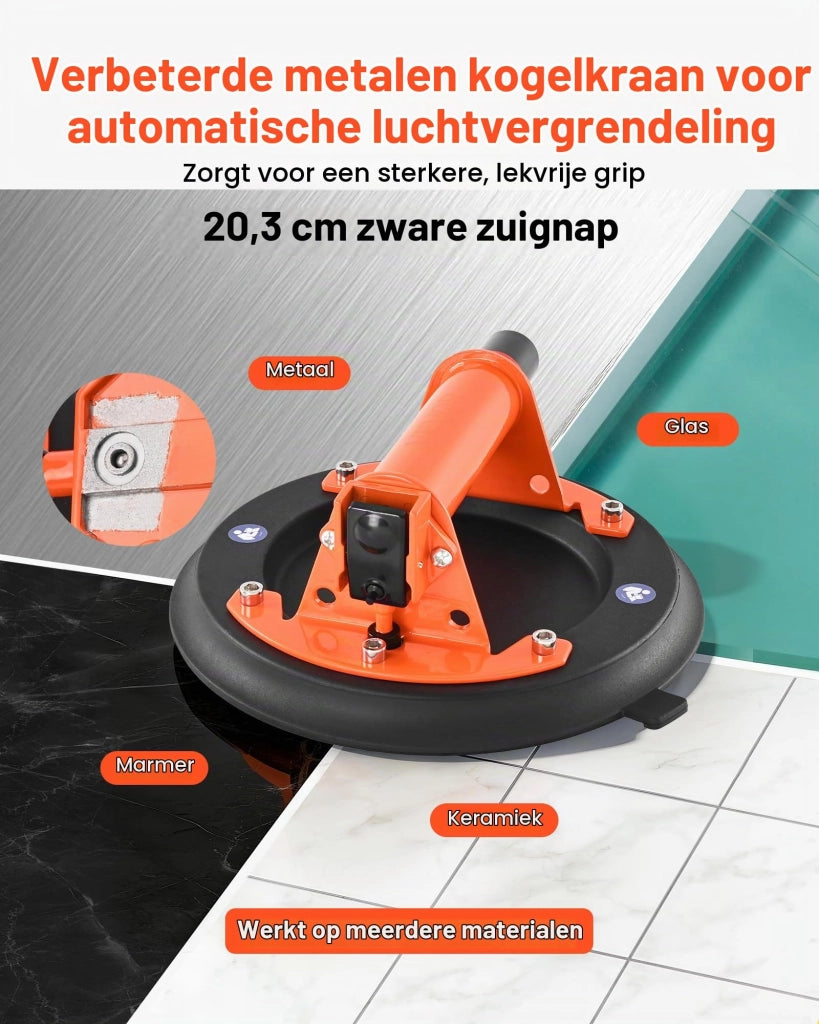 Aspiratore a vuoto per sollevamento, diametro 203 mm, capacità di sollevamento 195 kg, confezione da 2, con borsa per il trasporto