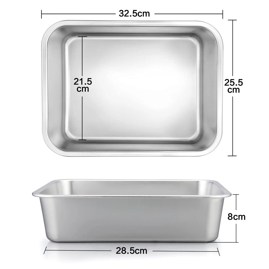 Ciotole da forno in acciaio inossidabile, dimensioni 32,5x25,5x8 cm, confezione da 2 pezzi