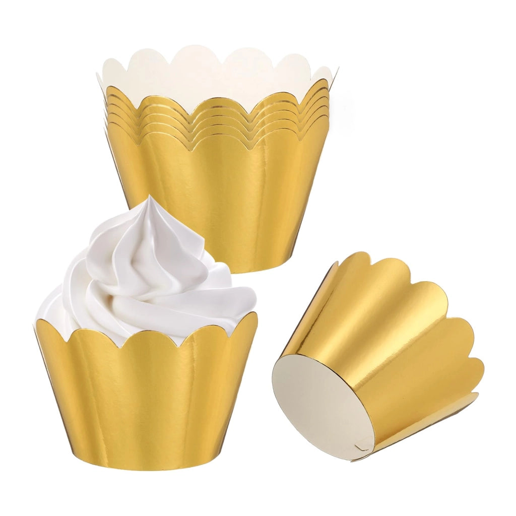 Carta per cupcake, 50 pezzi, color oro, dimensioni 21x8,5x5 cm