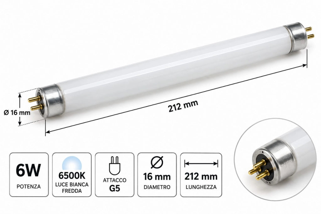 NEON LINEARE 6W LUCE K6500