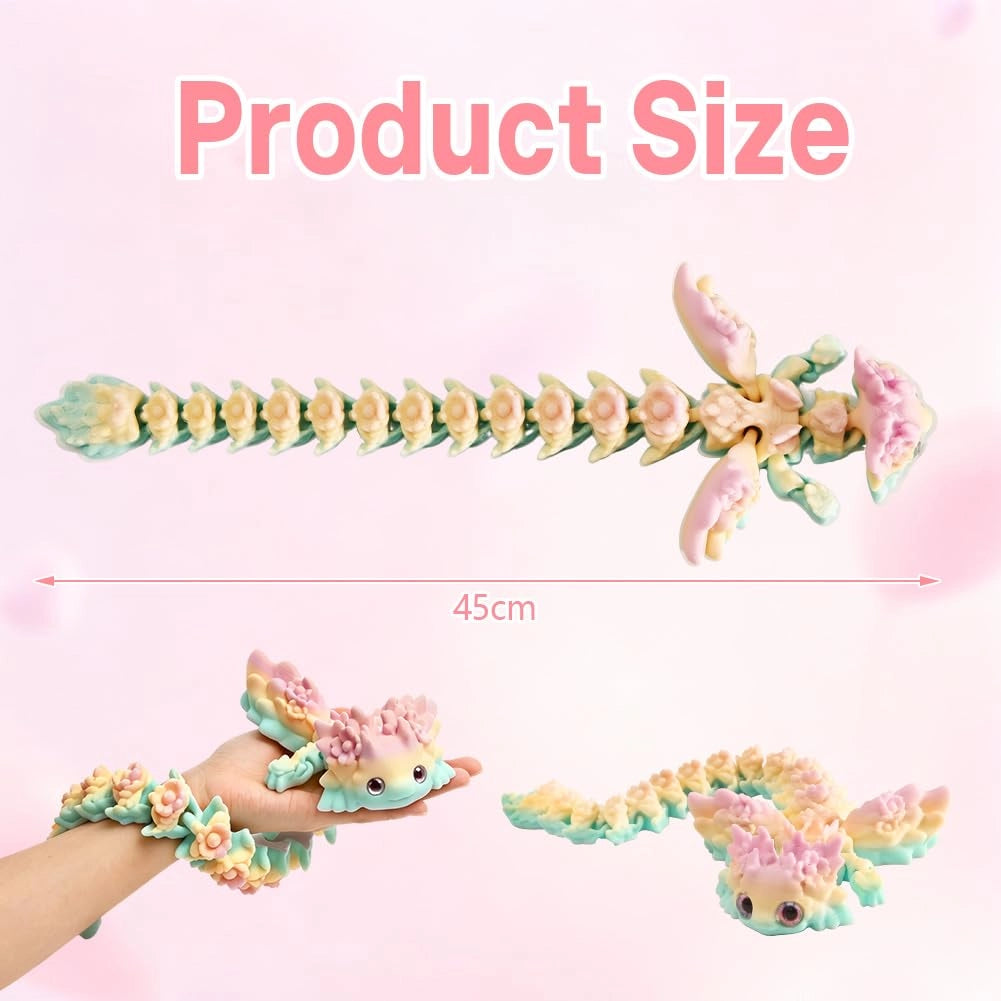 Axolotl tridimensionale con ali, 45 cm, flessibile, articolazioni mobili