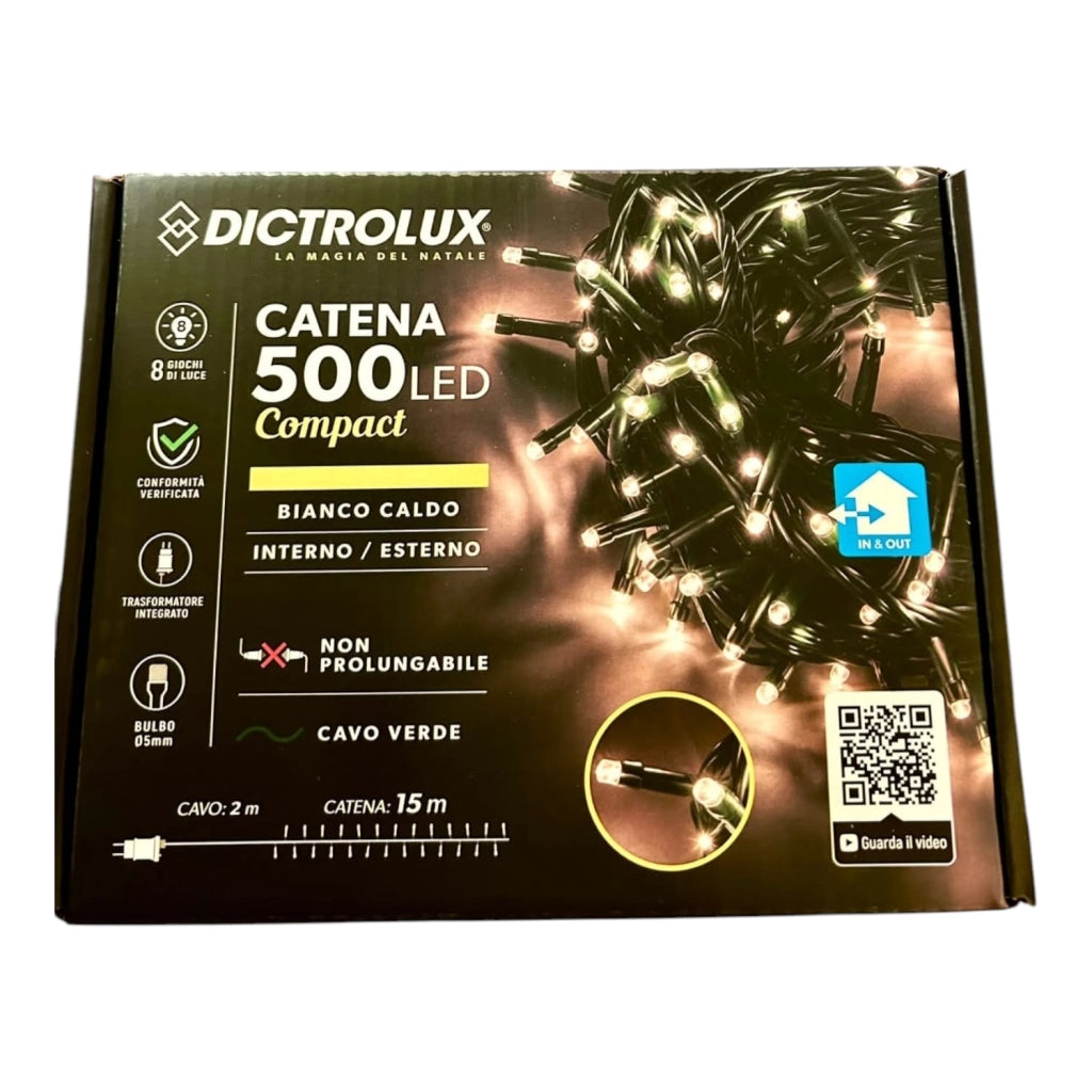 Luci Natalizie LED 500 LED Bianco Caldo per Esterno – 15 Metri con Trasformatore