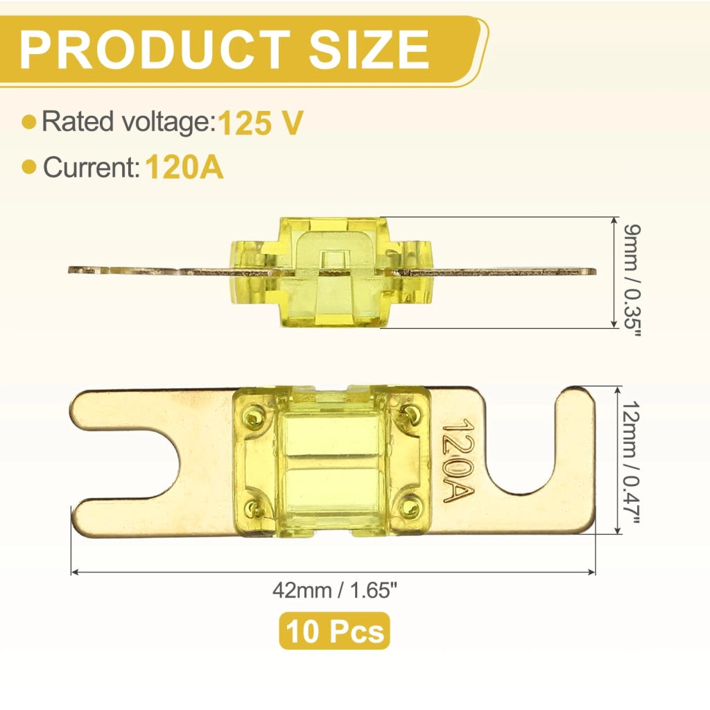 10 mini fusibili ANL-S tipo S, 120A, 125V, per auto e imbarcazioni