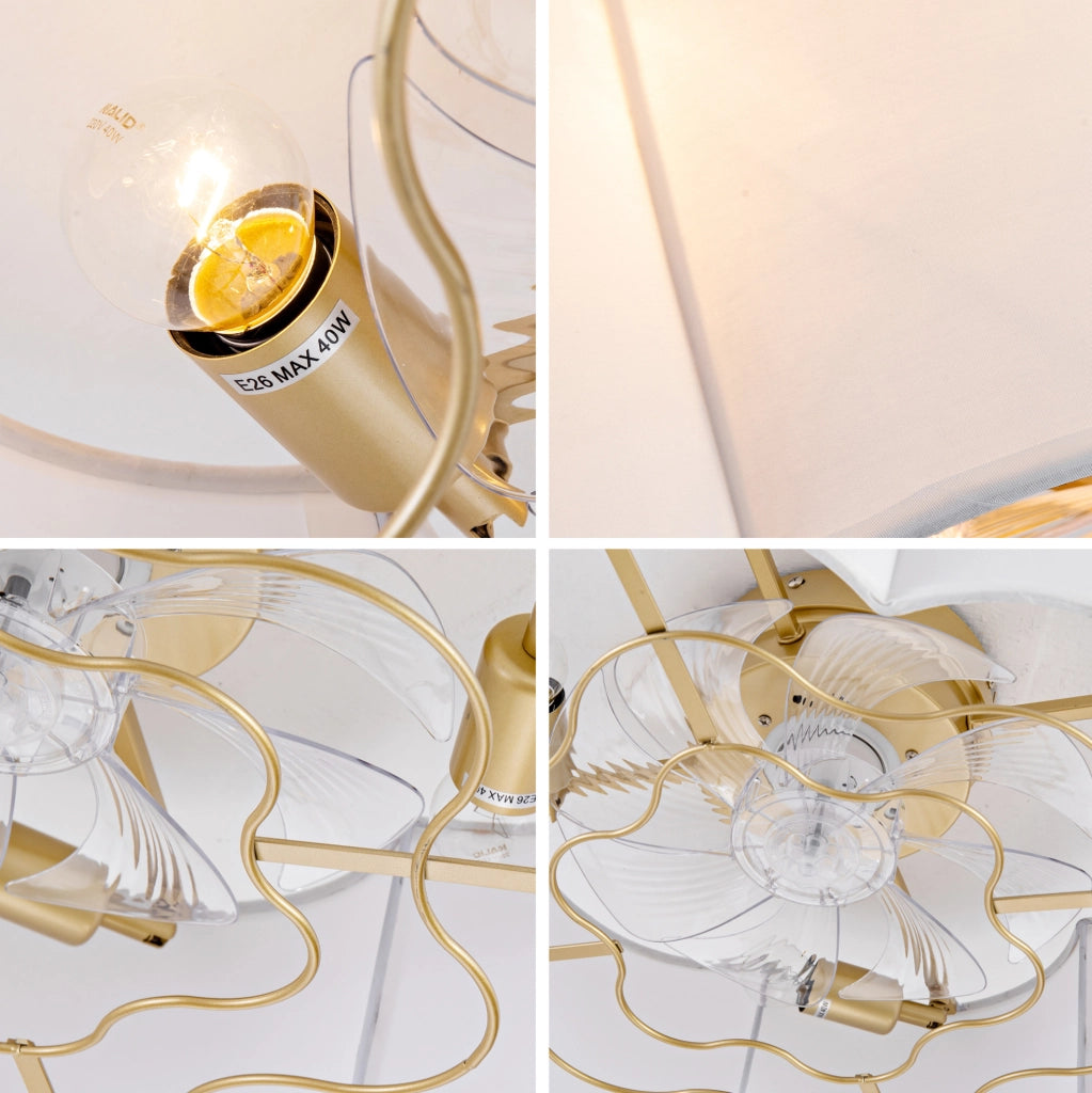 Ventilatore da soffitto con luce, paralume floreale e controllo tramite app