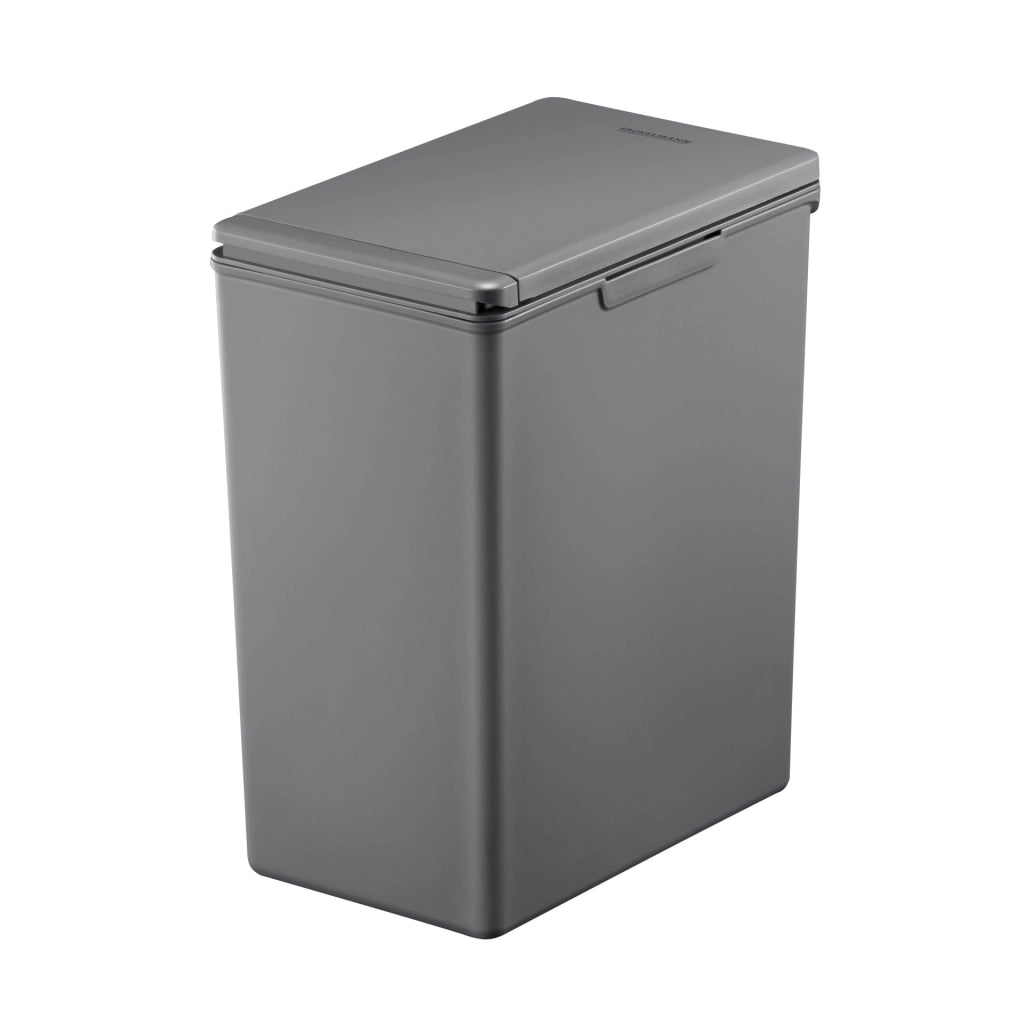 Secchio per rifiuti con apertura touch, 20 l, grigio scuro, rettangolare, plastica, coperchio Soft-Close