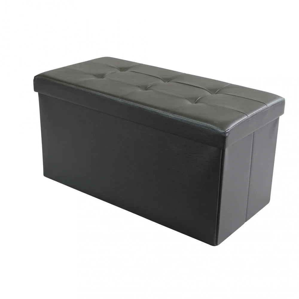 Pouf Contenitore Rettangolare in Ecopelle Harris Nero