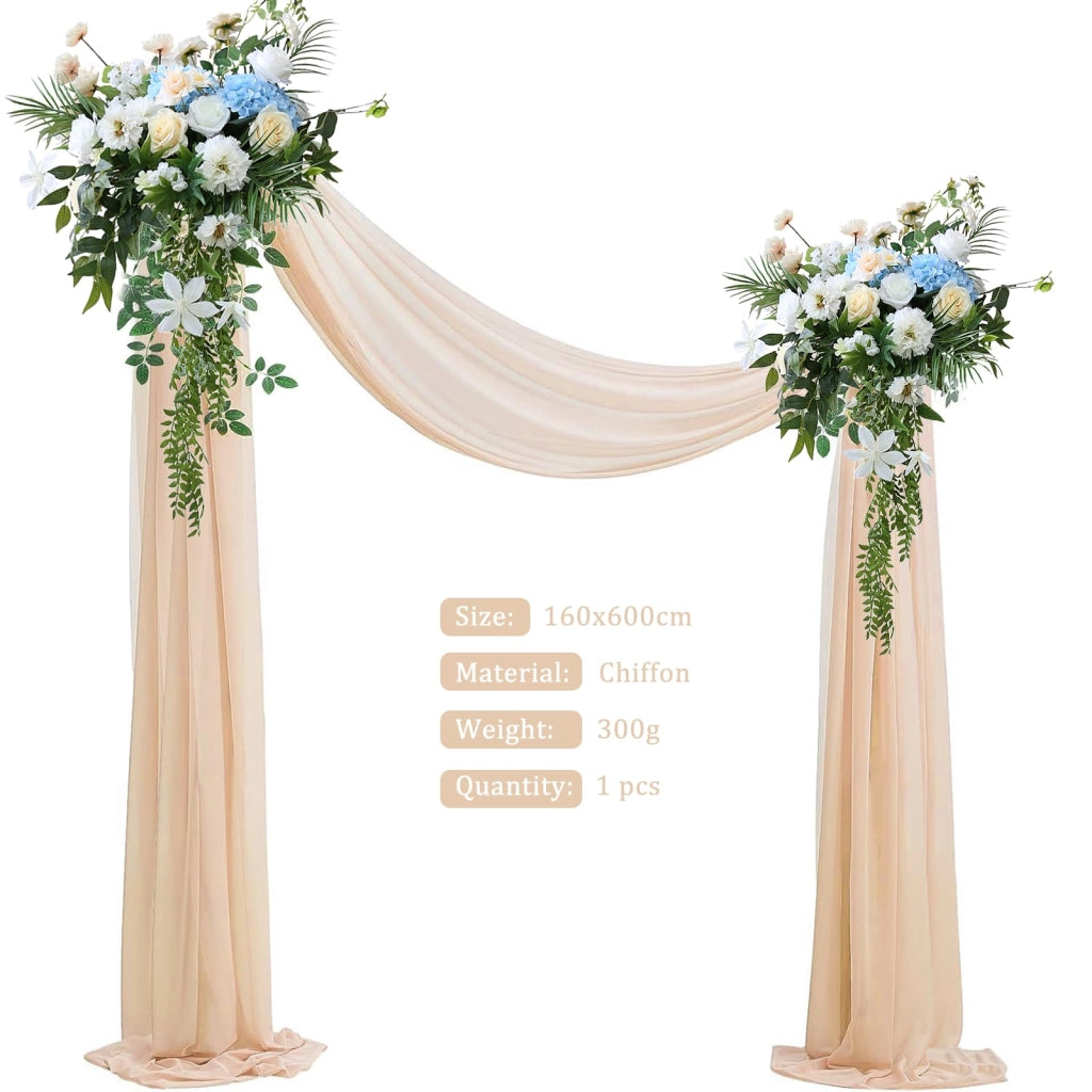 Tenda per arco nuziale, dimensioni 160x600 cm, colore champagne