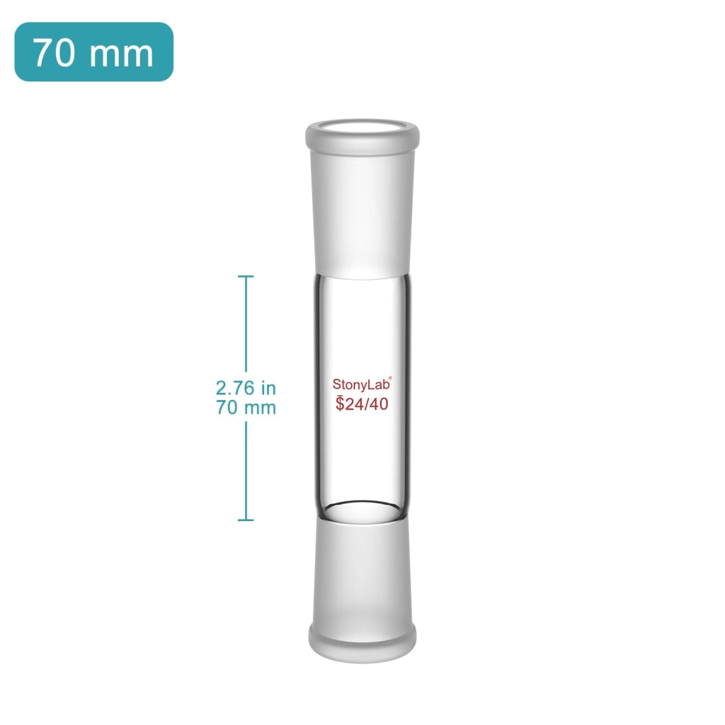 Adattatore per giunti in vetro, 70 mm, filettatura esterna 24/40, vetro borosilicato