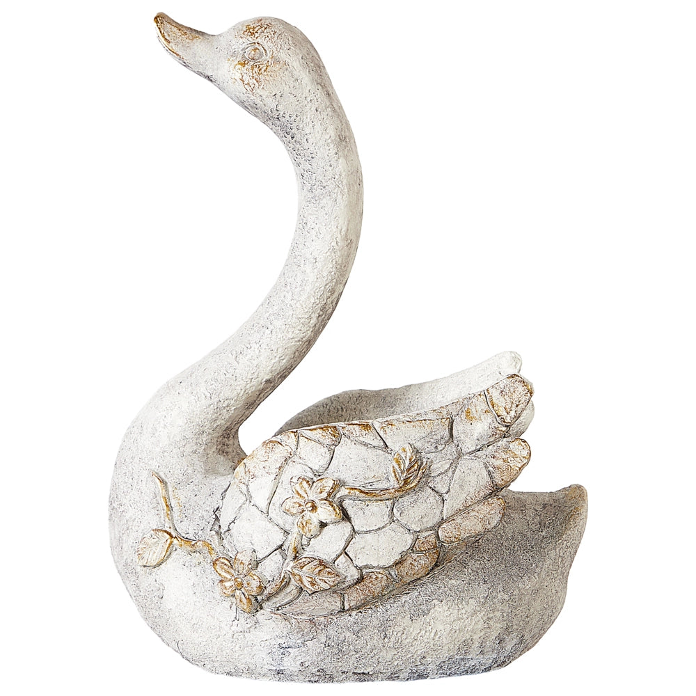 Statuetta decorativa Bianco MgO 40 cm Cigno Decorazione per interni esterni Soggiorno