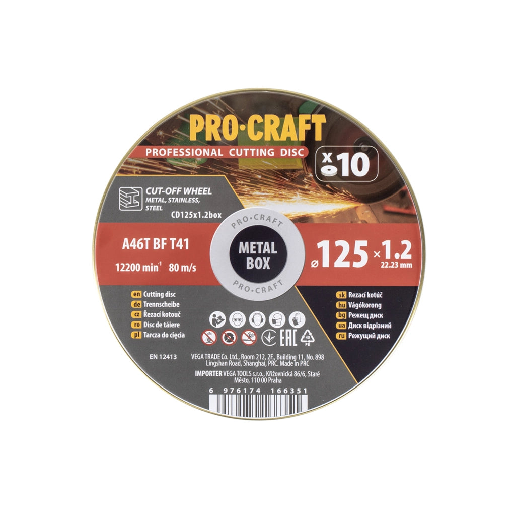 Set dischi da taglio Procraft CD125x1.2b, 10 pezzi, Ø 125 mm, spessore 1,2 mm