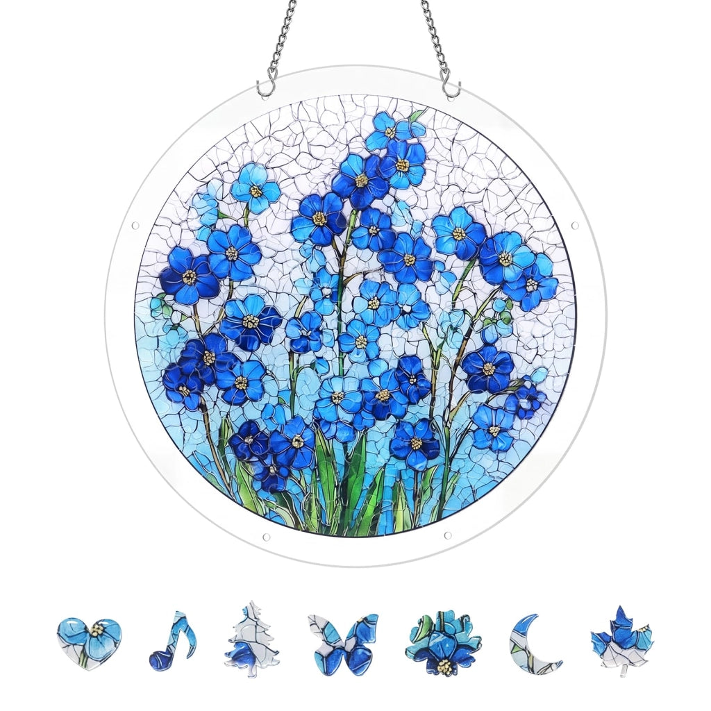 Puzzle in acrilico, decorazione per finestre, fai da te, 22,6 x 22,6 cm, blu, elemento decorativo per finestre