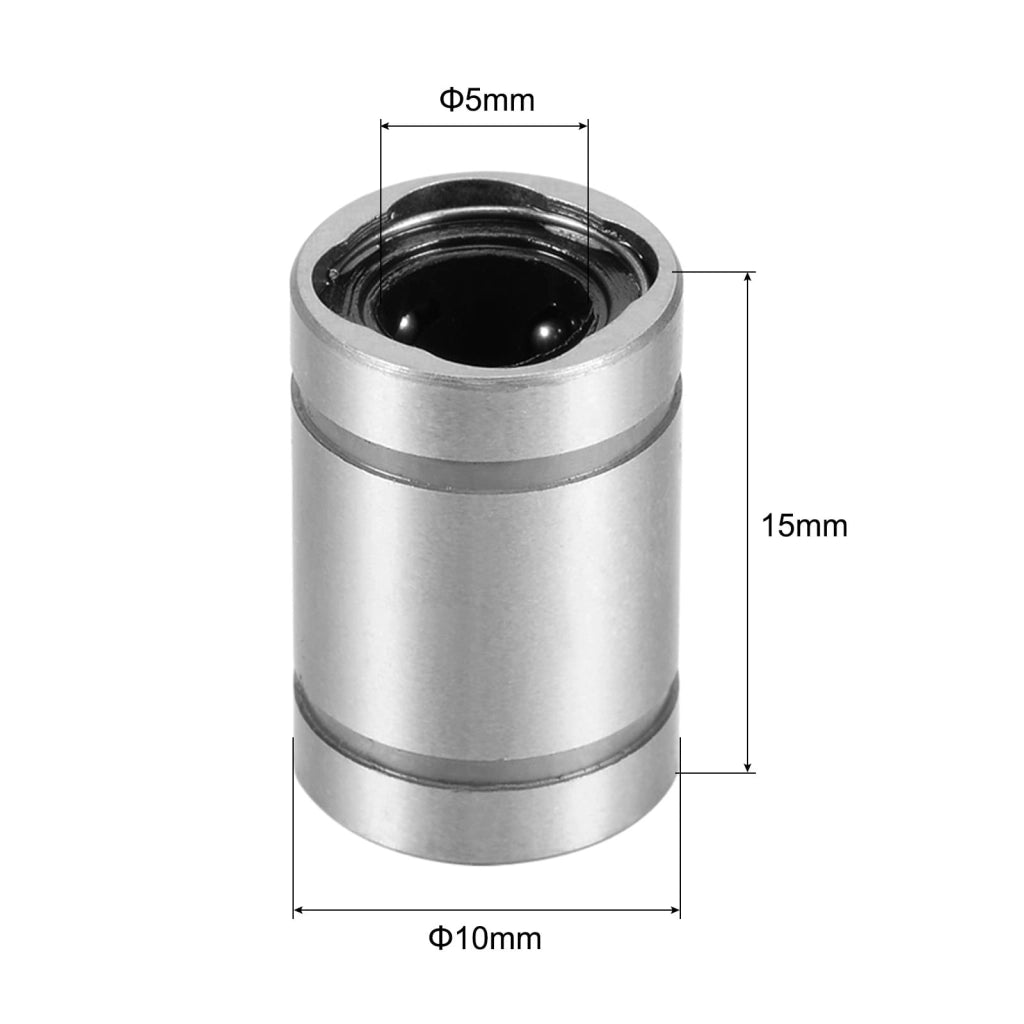 Cuscinetti lineari a sfera LM5UU, confezione da 12 pezzi, foro di 5 mm, diametro di 10 mm, lunghezza di 15 mm