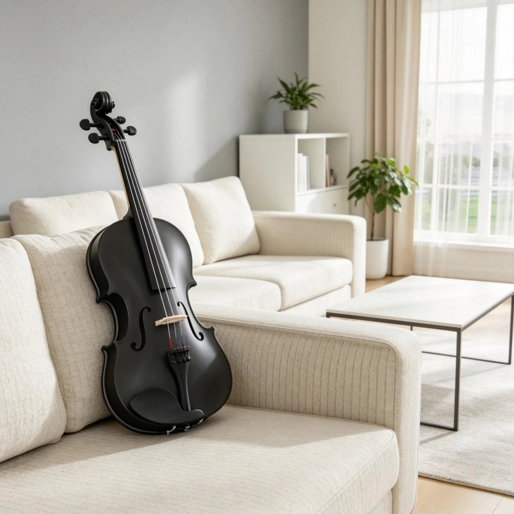 Set violino 4/4 nero per principianti con custodia e accessori