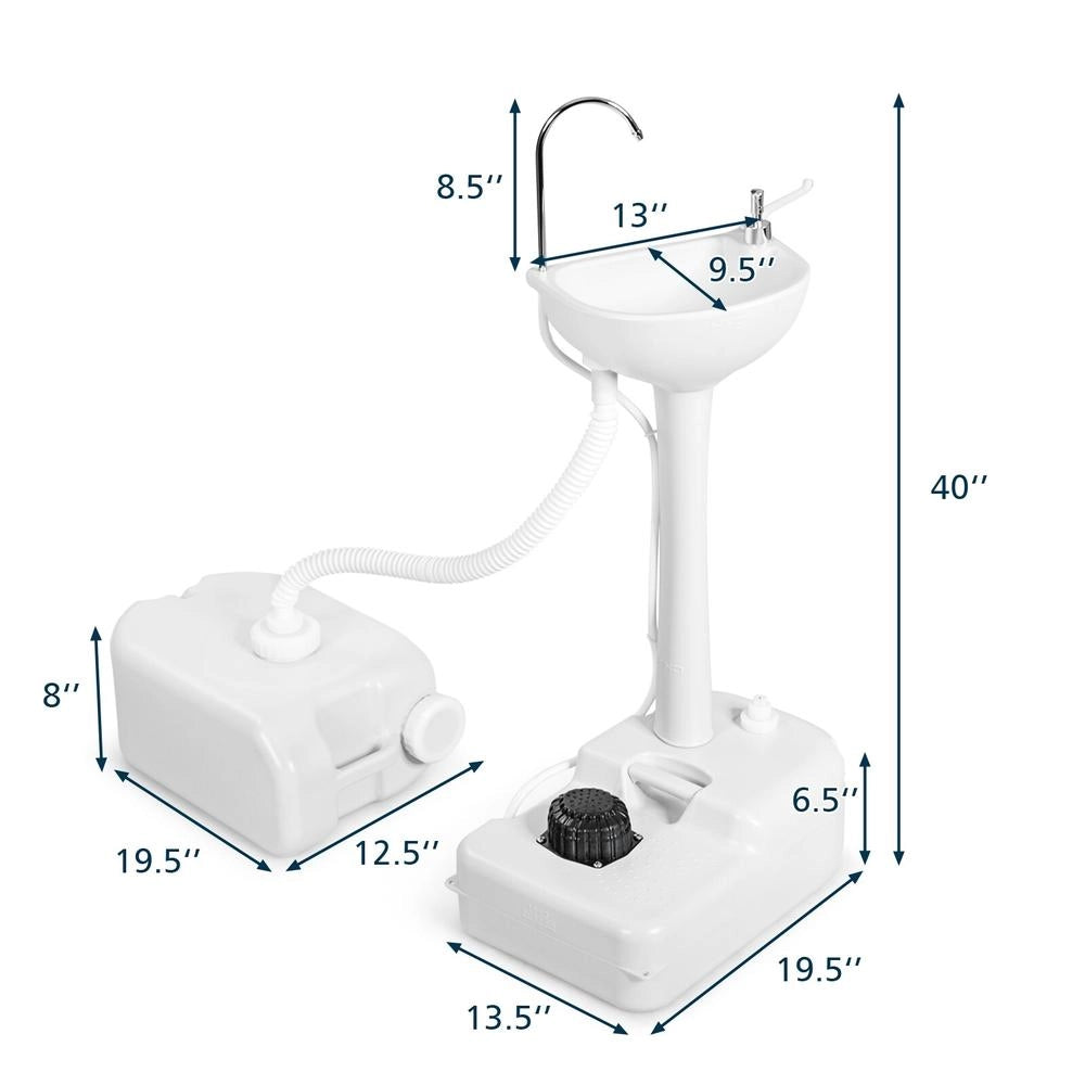 Lavandino Portatile da Campeggio in HDPE con Serbatoio 4.5 Galloni Lavamani da Esterno con Ruote Pratico e Robusto per Giardino e Campeggio