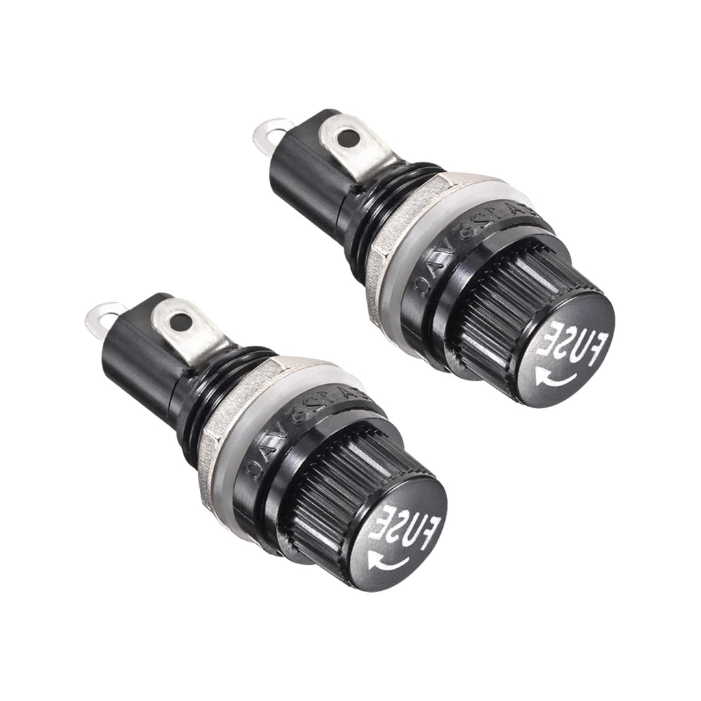 Portafusibile 5x20 mm, 2 pezzi, con tappo a vite, per montaggio su pannello, 250V/10A, colore nero