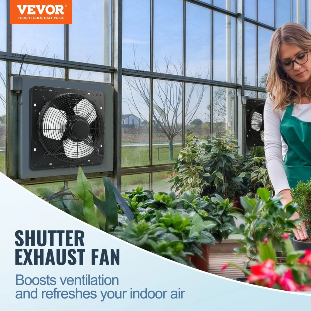 EF-12-ECG Ventilatore di Scarico con Serranda, Nero, Motore EC, 1500 m³/h, 305 mm, Montaggio a Parete, Velocità Variabile, per Serre e Garage