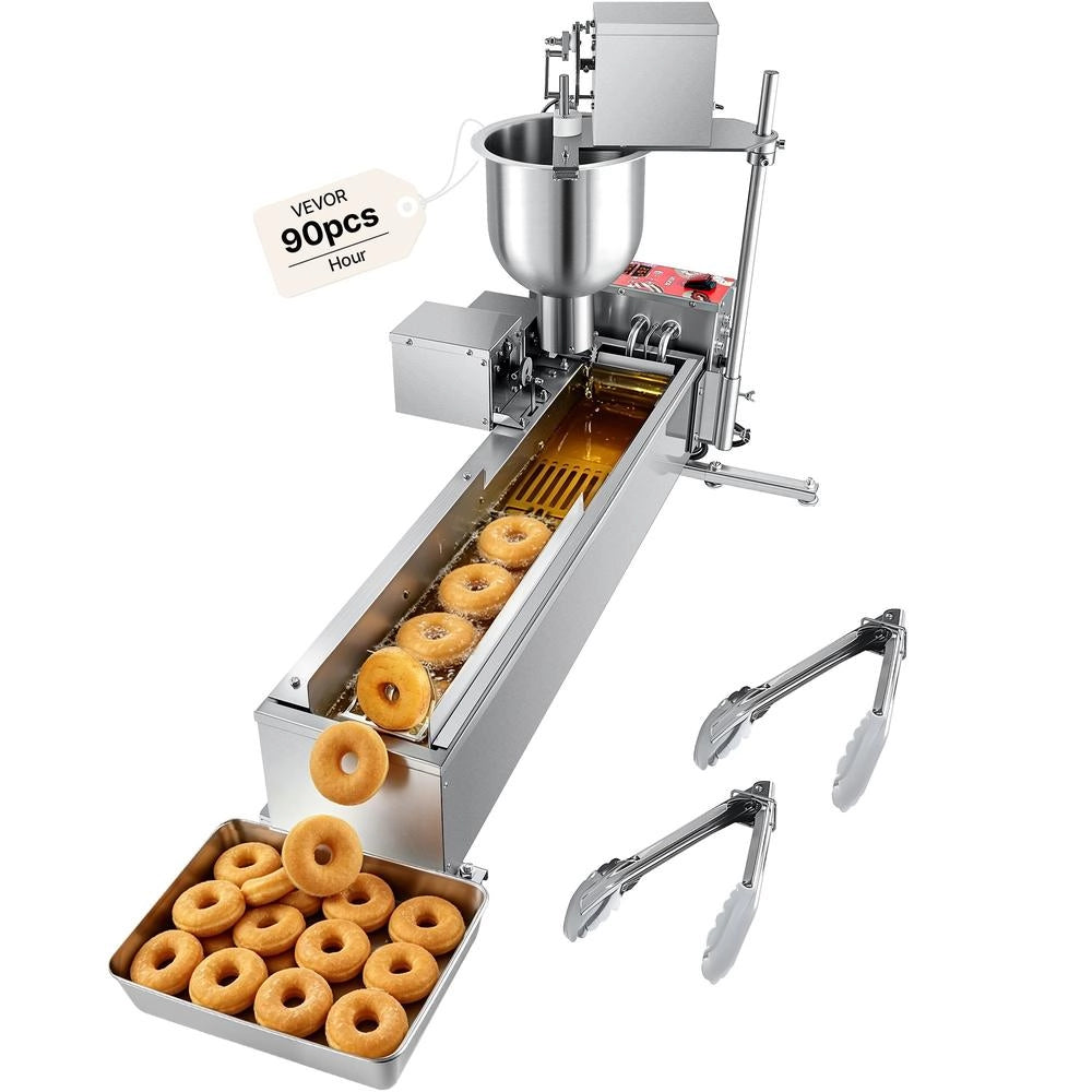 Macchina Automatica per Ciambelle a 1 Fila in Acciaio Inox 304 3000W con 3 Stampi 90 pz/h Robusta e Pratica per Uso Commerciale