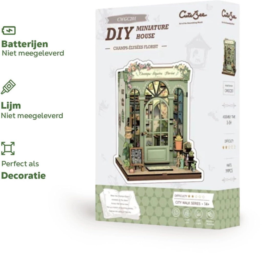 Kit di montaggio 3D in miniatura, negozio di fiori a Parigi, legno, 820g