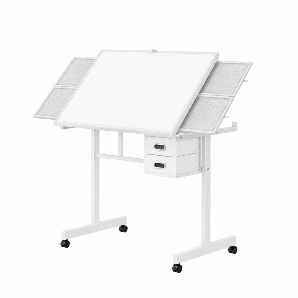 Tavolo per puzzle fino a 1000 pezzi; 98 x 64;5 x 11;5 cm; con coperchio; 6 cassetti e ruote; MDF e metallo bianco