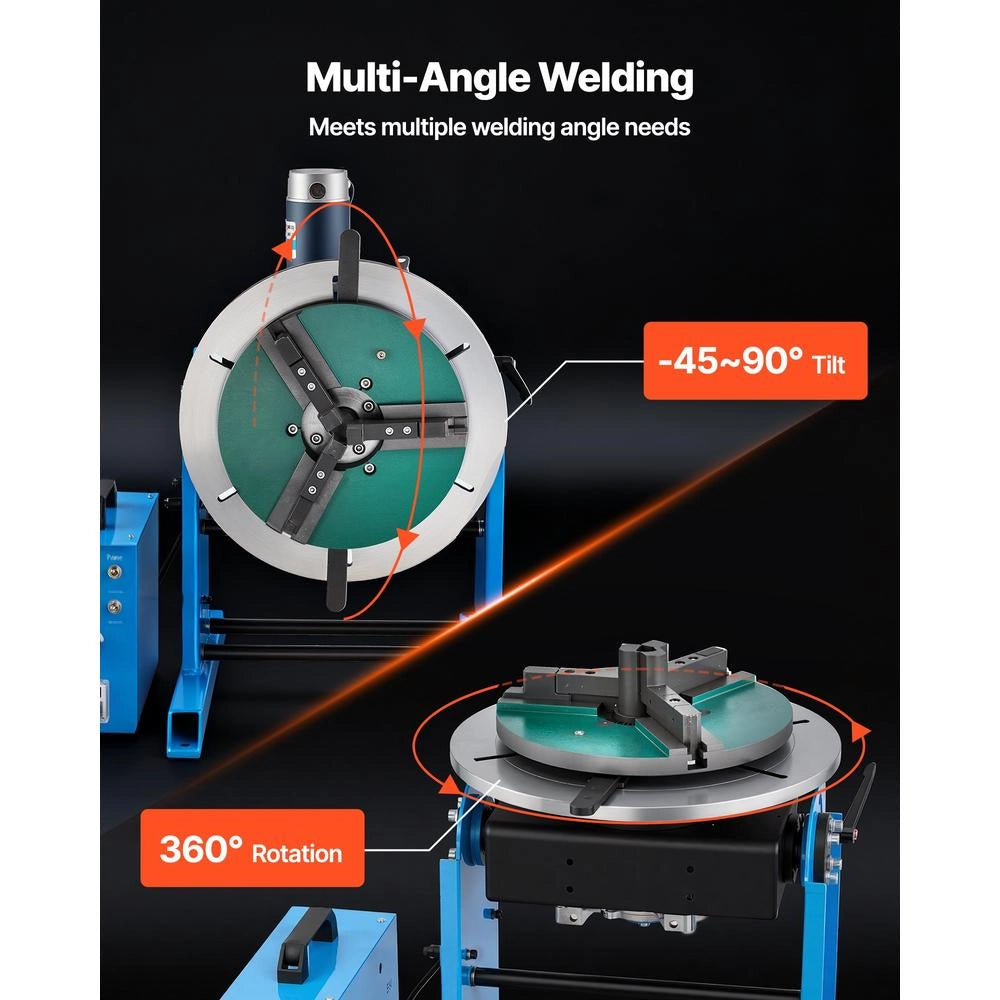 CNC-100 Posizionatore Rotante per Saldatura 120W Tavolo Girevole Carico 200kg Inclinabile con Pedale per Officina