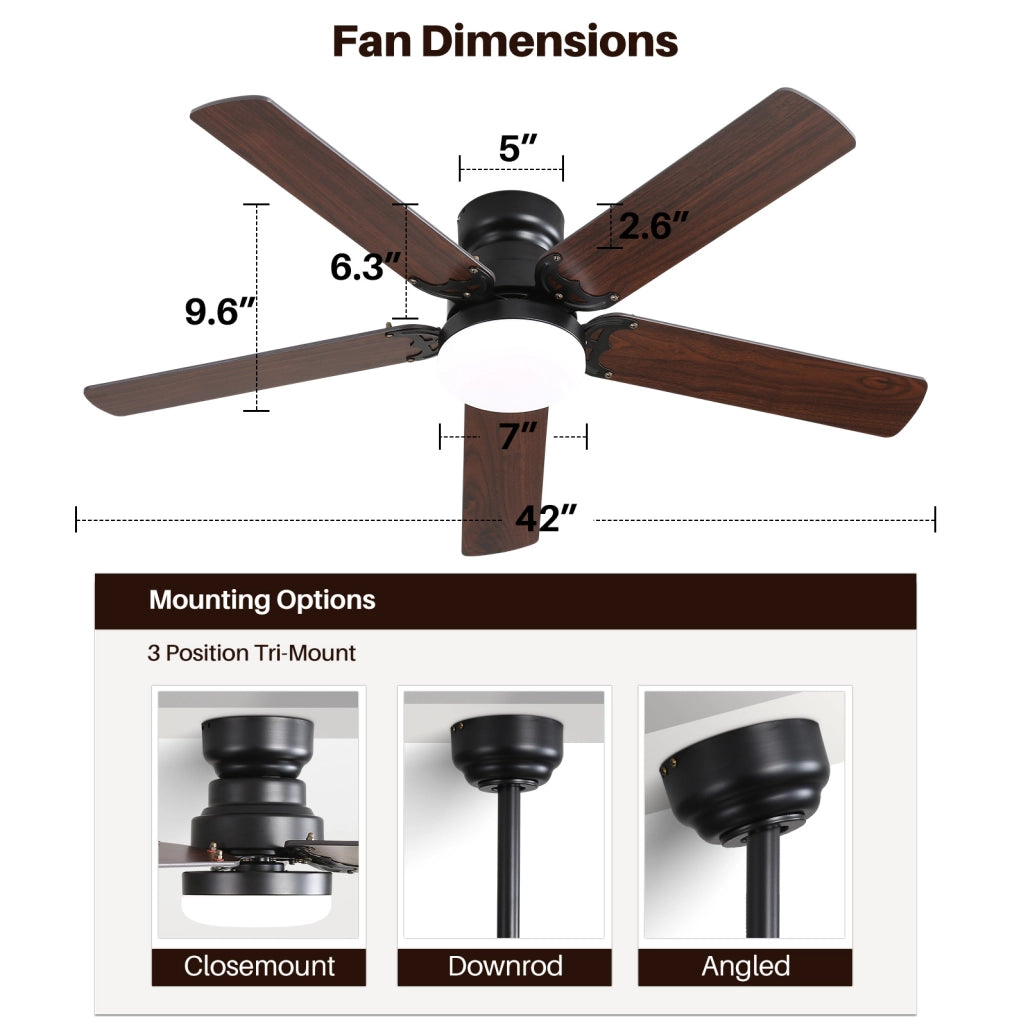 Ventilatore da soffitto nero con luce LED e telecomando