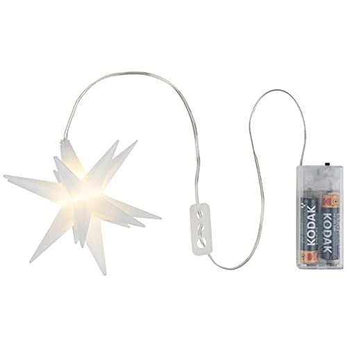 Set di 3 stelle decorative a LED, diametro 10 cm, alimentate a batteria, con timer, luce bianco caldo