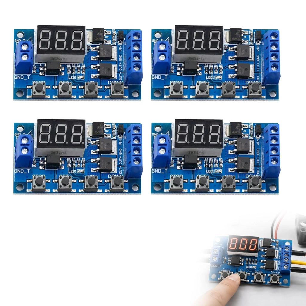 Modulo timer a relè temporizzato 4x, 12V, con trigger, controllo MOS