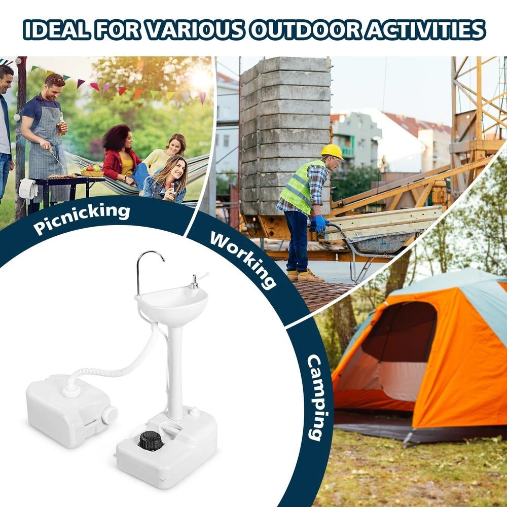 Lavandino Portatile da Campeggio in HDPE con Serbatoio 4.5 Galloni Lavamani da Esterno con Ruote Pratico e Robusto per Giardino e Campeggio