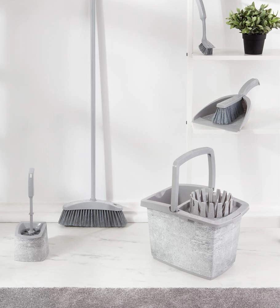 Set di scopa e paletta Kehrset, composto da 2 pezzi, design moderno, acciaio
