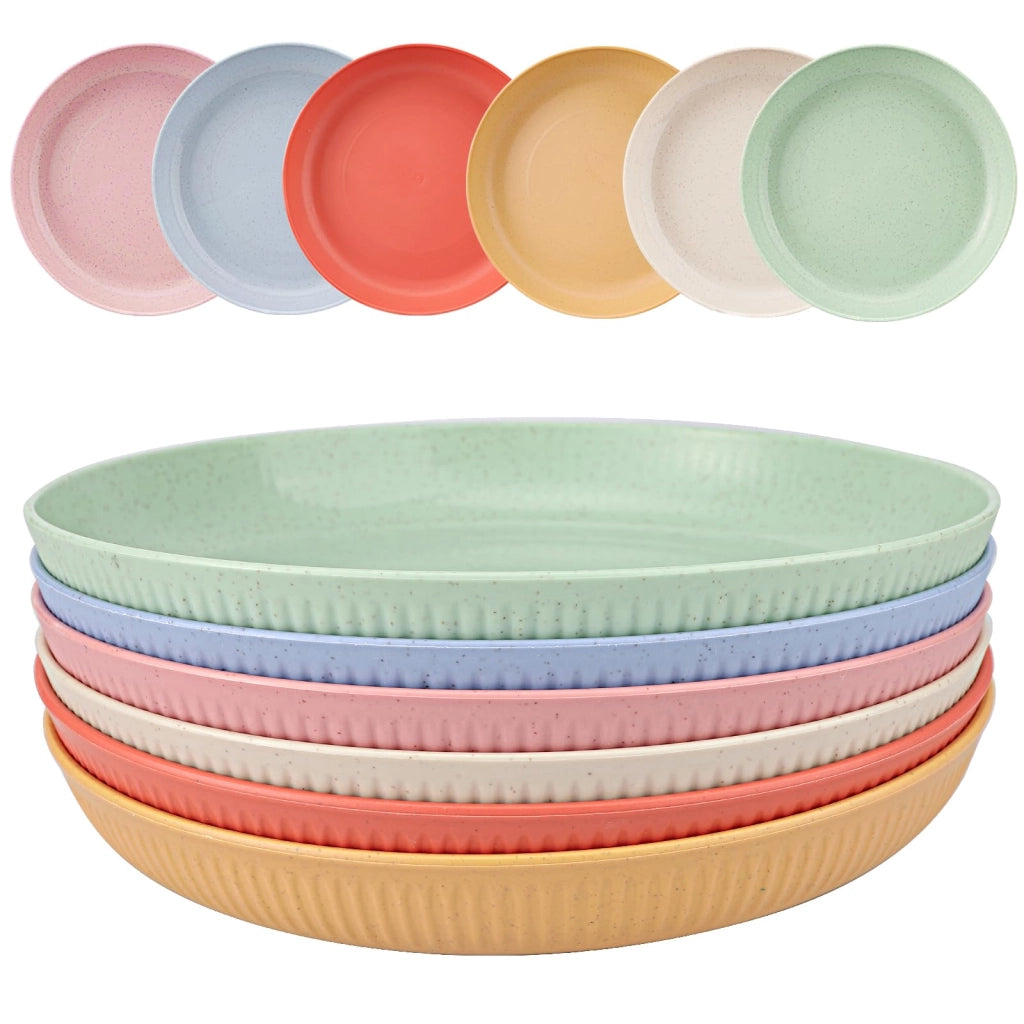 Set di 6 piatti in plastica, diametro 23 cm, adatti al microonde, infrangibili