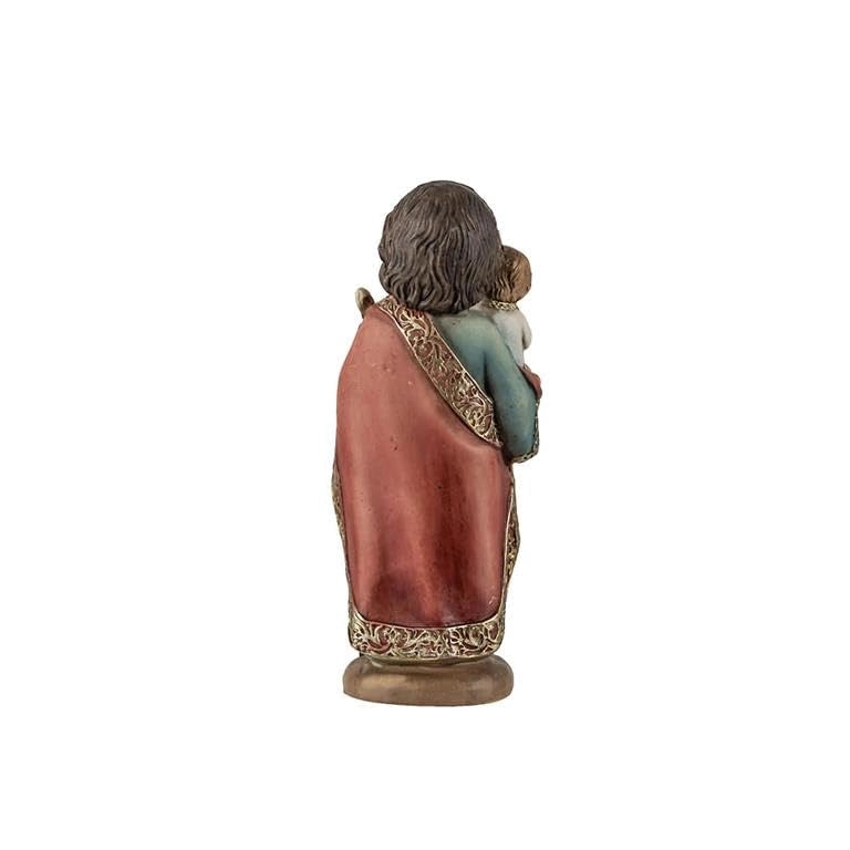 Figurino di San Giuseppe, realizzato in resina, dipinto a mano, dimensioni 5x5x13 cm