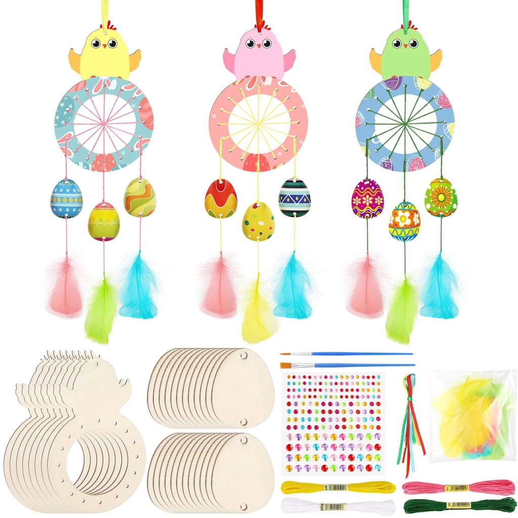 Set di 8 portachiavi in legno a forma di pulcino, kit per attività creative fai-da-te, decorazioni pasquali