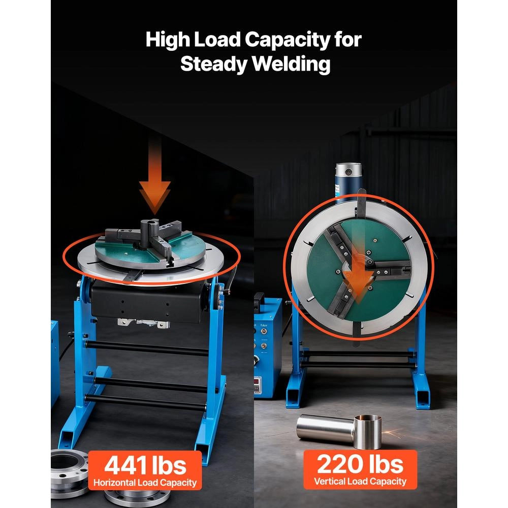 CNC-100 Posizionatore Rotante per Saldatura 120W Tavolo Girevole Carico 200kg Inclinabile con Pedale per Officina