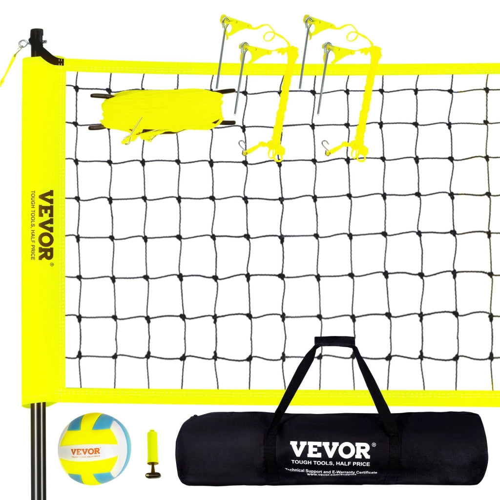 Kit Rete da Pallavolo Portatile Regolabile con Pali in Acciaio e Borsa JH-201 per Giardino Spiaggia e All'Aperto in PE